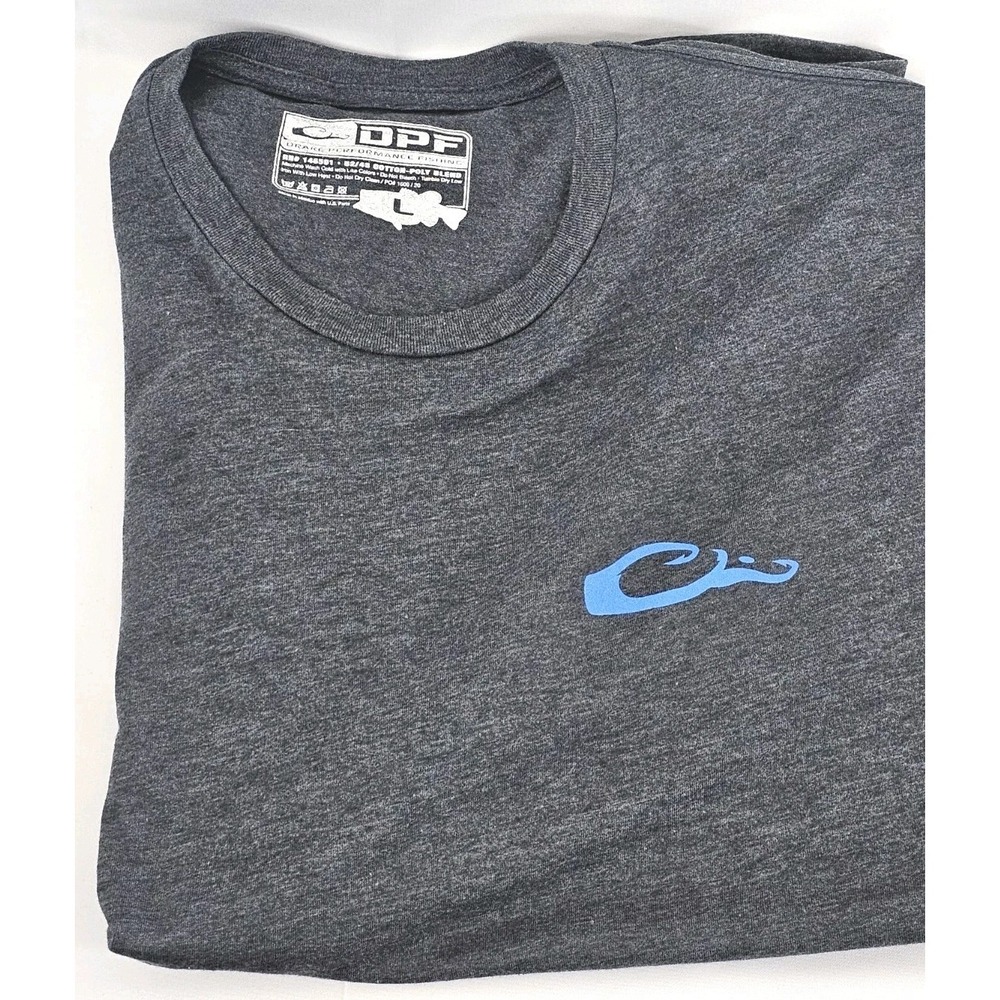 Drake Front And Back Logo Swordfish US Flag TShirt Mens Large Gray Cotton Poly - Picture 4 of 5